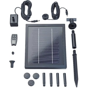 Pontec PondoSolar 250 Wasserspiel Solar Set mit Pumpe, Solarpanel, LED und Zubehör.