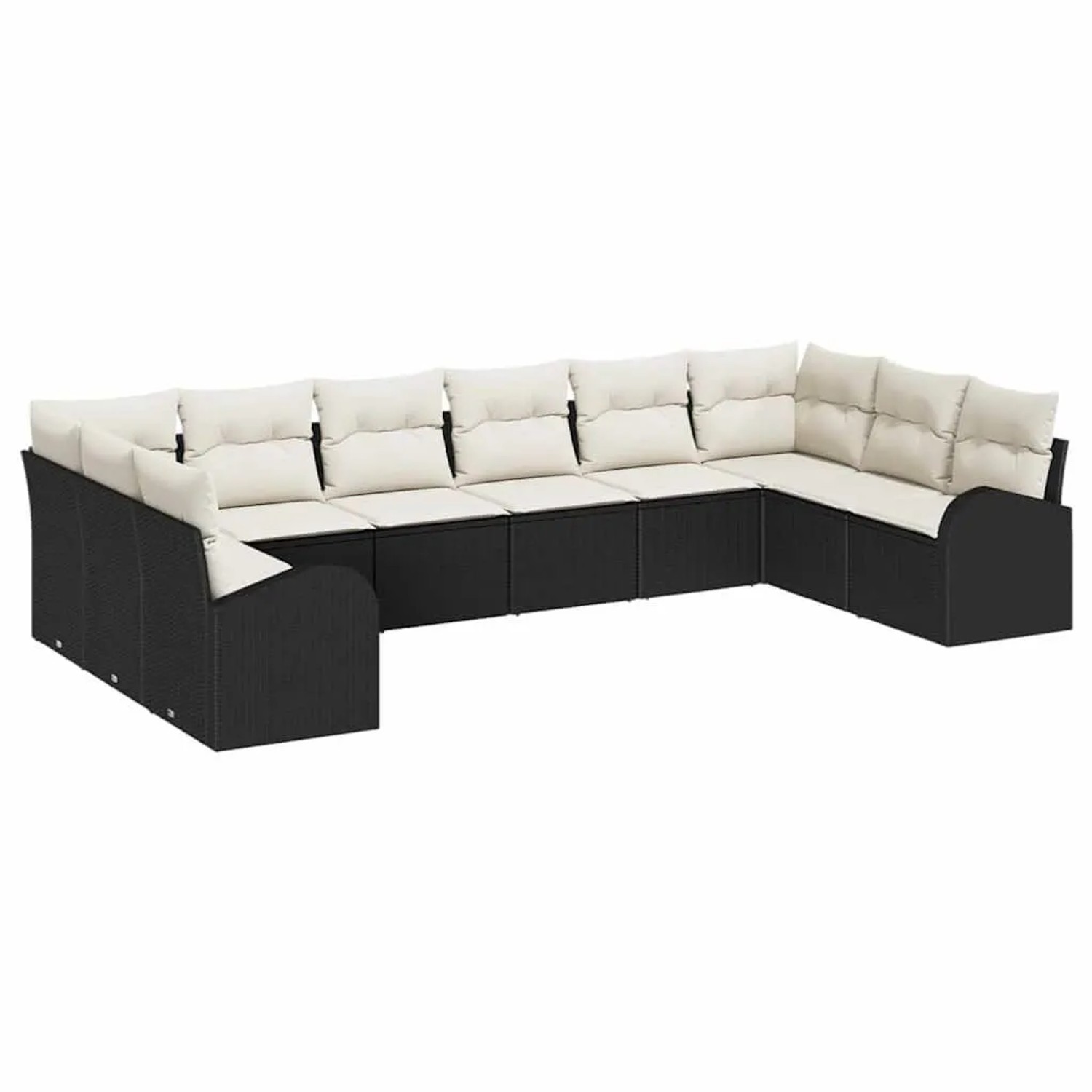 vidaXL Sofa Set mit Kissen 10-Tlg Schwarz und Creme Poly-Rattan 3354886 günstig online kaufen