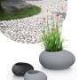 Scheurich Pflanzgefäß Flow, 48 cm, Stony Grey. Moderne Blumentöpfe in Steinoptik für Garten und Terrasse.