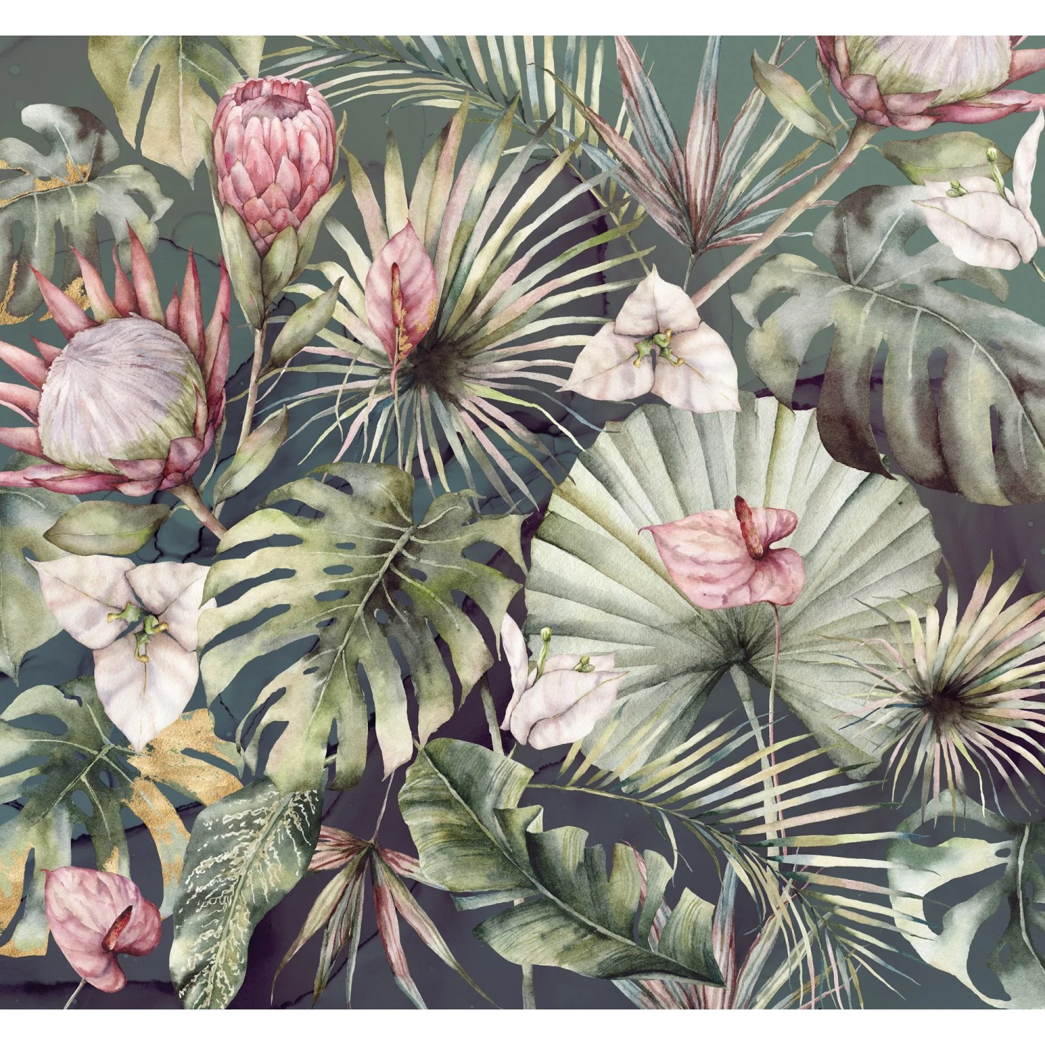 Komar Fototapete Vliestapete Monsterawelt, glatt, bedruckt, geblümt, floral, realistisch, 300 x 280 cm