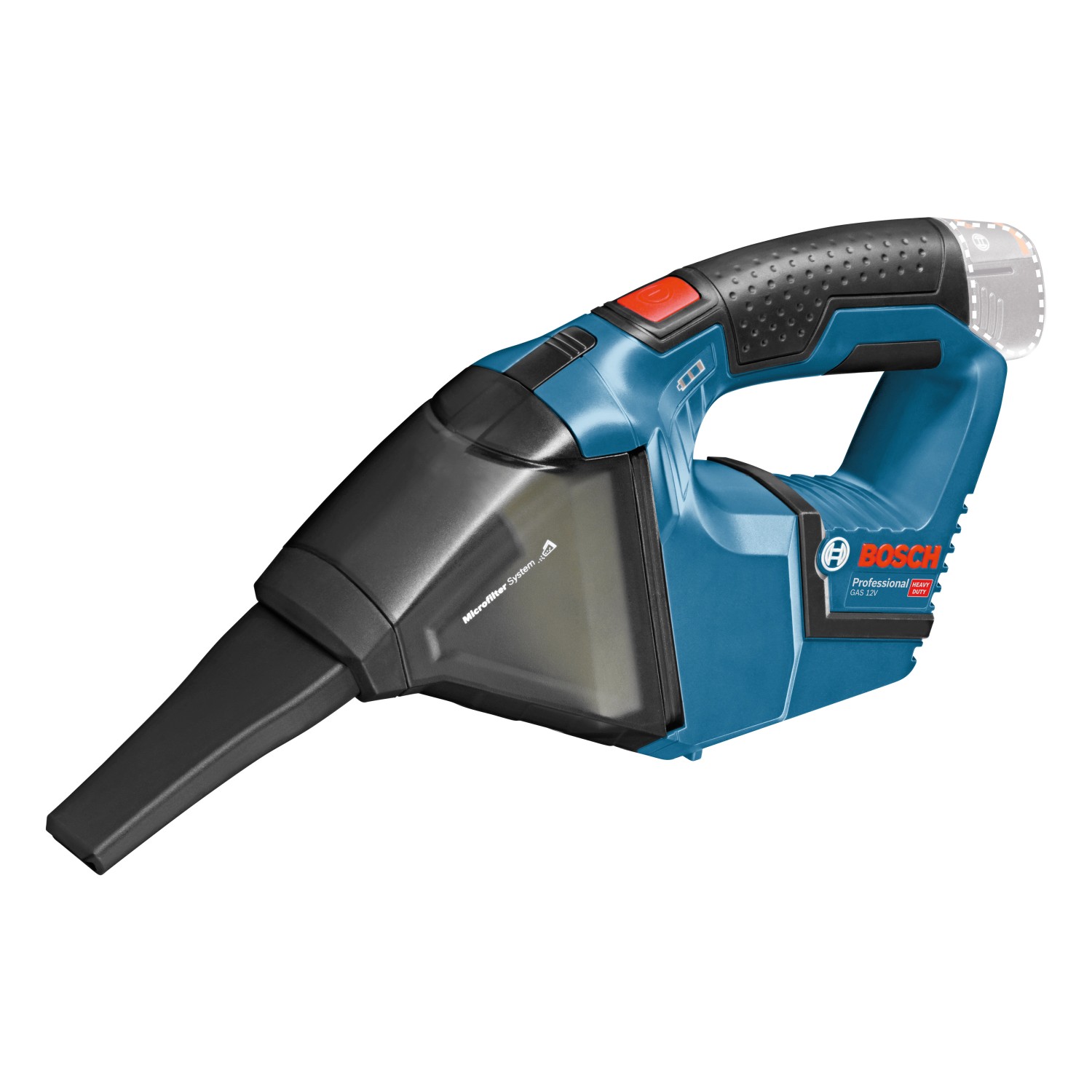Bosch Professional GAS 12 V-LI Akku-Handstaubsauger in Blau und Schwarz, ohne Akku.