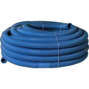 Aufgerollter, blauer Summerfun Schwimmbadschlauch, 12 m lang, Ø 38 mm.