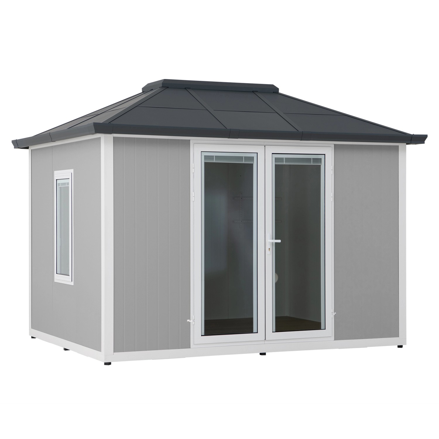 Sunjoy Gartenhaus Riga Alu/Stahl 302 cm x 386 cm Grau günstig online kaufen