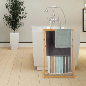 Relaxdays Handtuchständer Bambus Natur Freistehend 90 cm x 60 cm x 20 cm 2 kg