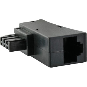 Schwarzer Schwaiger TAE/DSL-Steckeradapter für Telefonzubehör, z.B. für Fritzbox und Speedport.