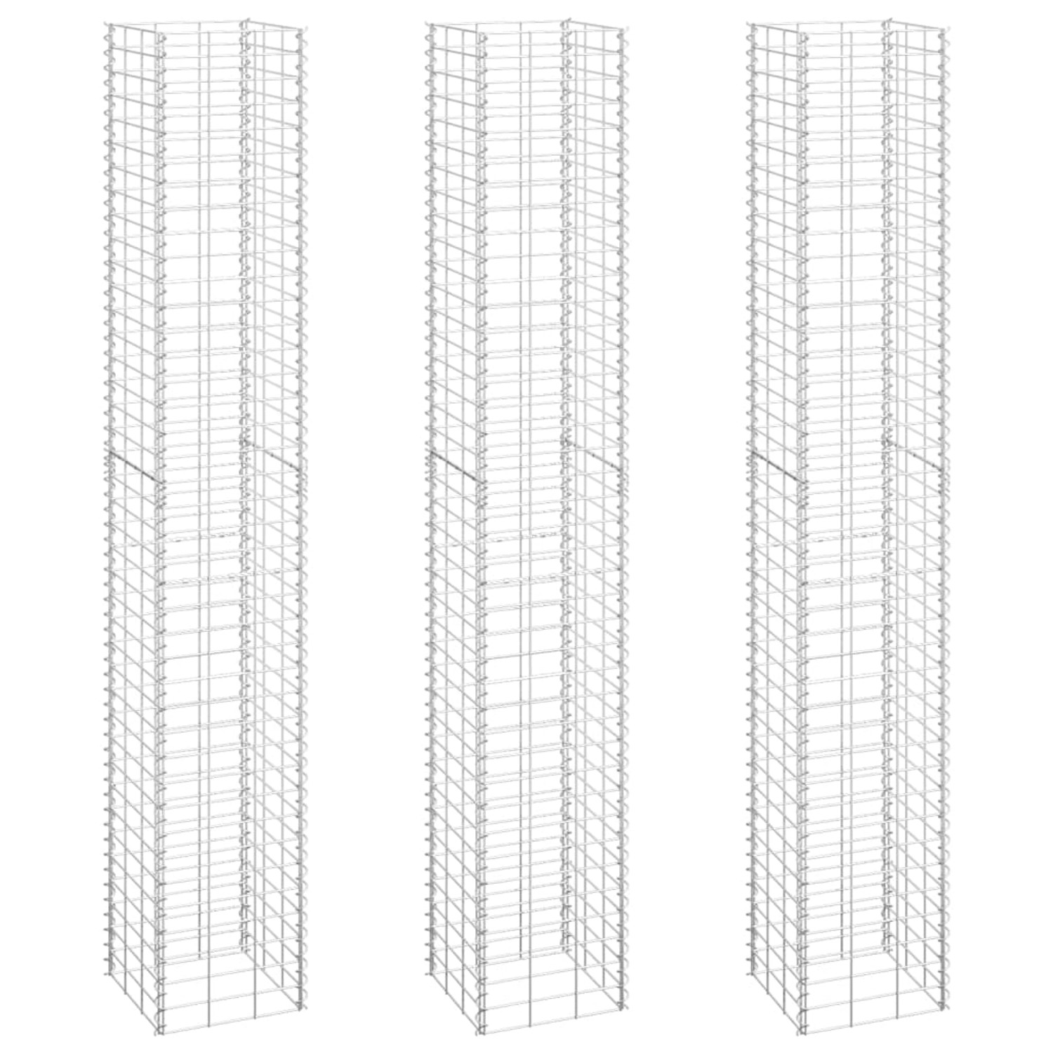 vidaXL Gabionen-Hochbeete 3 Stk 30x30x200 cm Eisen 925652