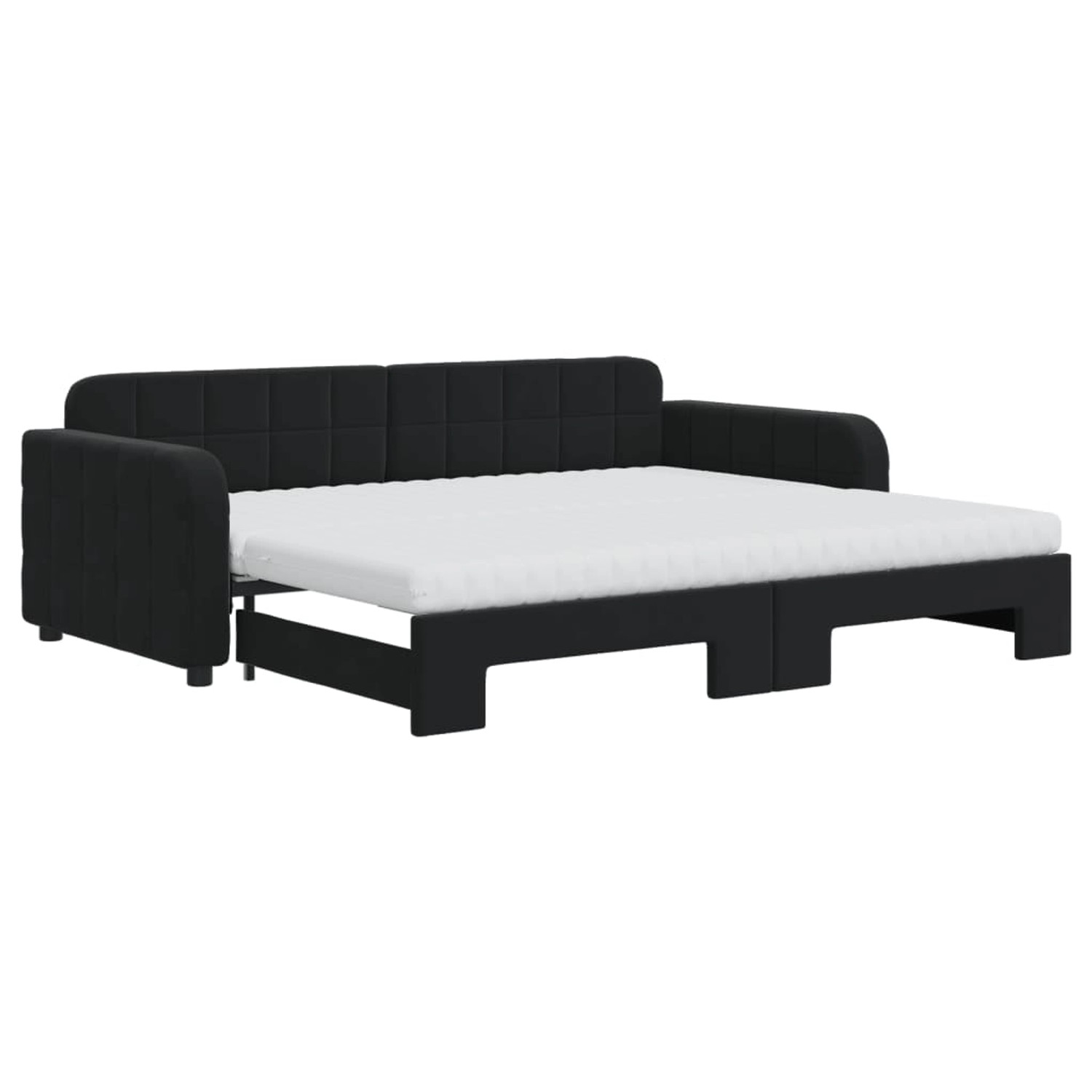 vidaXL Gästebett Tagesbett Ausziehbar mit Matratzen Schwarz 90x200 cm Samt günstig online kaufen