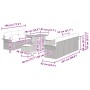 vidaXL Garten-Sofa-Set, 10-teilig, schwarz, Poly Rattan, mit Maßangaben.