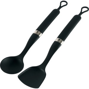 Weber Wok Besteckset: Wender und Löffel aus hitzebeständigem, schwarzem Nylon für Grill & BBQ.