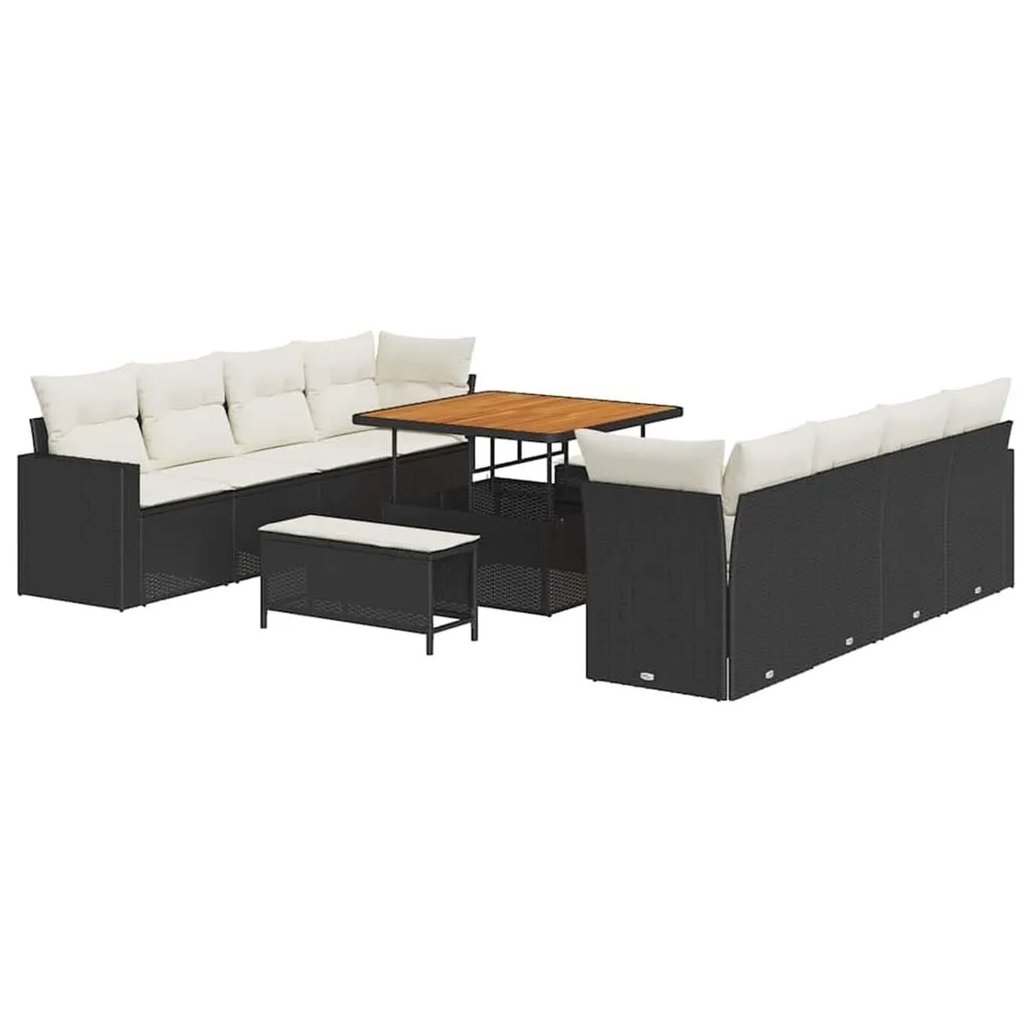 vidaXL Gartensofa-Set mit Kissen 12 Stk Schwarz und Creme Poly-Rattan 33635 günstig online kaufen