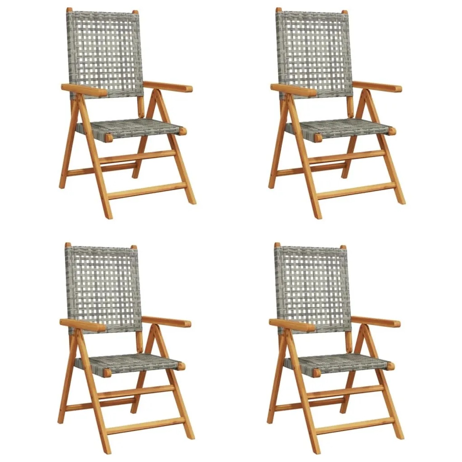 vidaXL Gartenstuhl Verstellbar 4 Stk Grau Poly Rattan Massivholz 3214523 günstig online kaufen