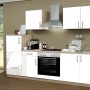 Menke Küchenzeile Premium 270 cm in Weiß Hochglanz und Sonoma Eiche Nachbildung.