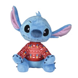 Blaue Stitch Plüschfigur im Weihnachtspullover, 25 cm, von Simba.