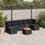 Schwarze 8-tlg. vidaXL Garten-Sofagarnitur aus Rattan mit Kissen. Gartenmöbel für Terrasse und Garten.
