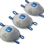 3er-Pack LUX-TOOLS FFP2 Atemschutzmasken NR Carbon mit Ausatemventil und Aktivkohlefilter.