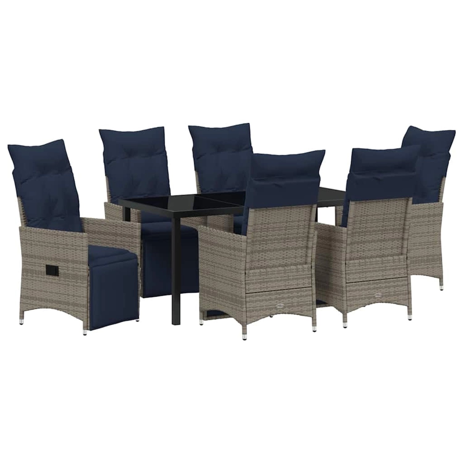vidaXL Garten Essgruppe 7-Tlg Grau Poly Rattan 3379601 günstig online kaufen