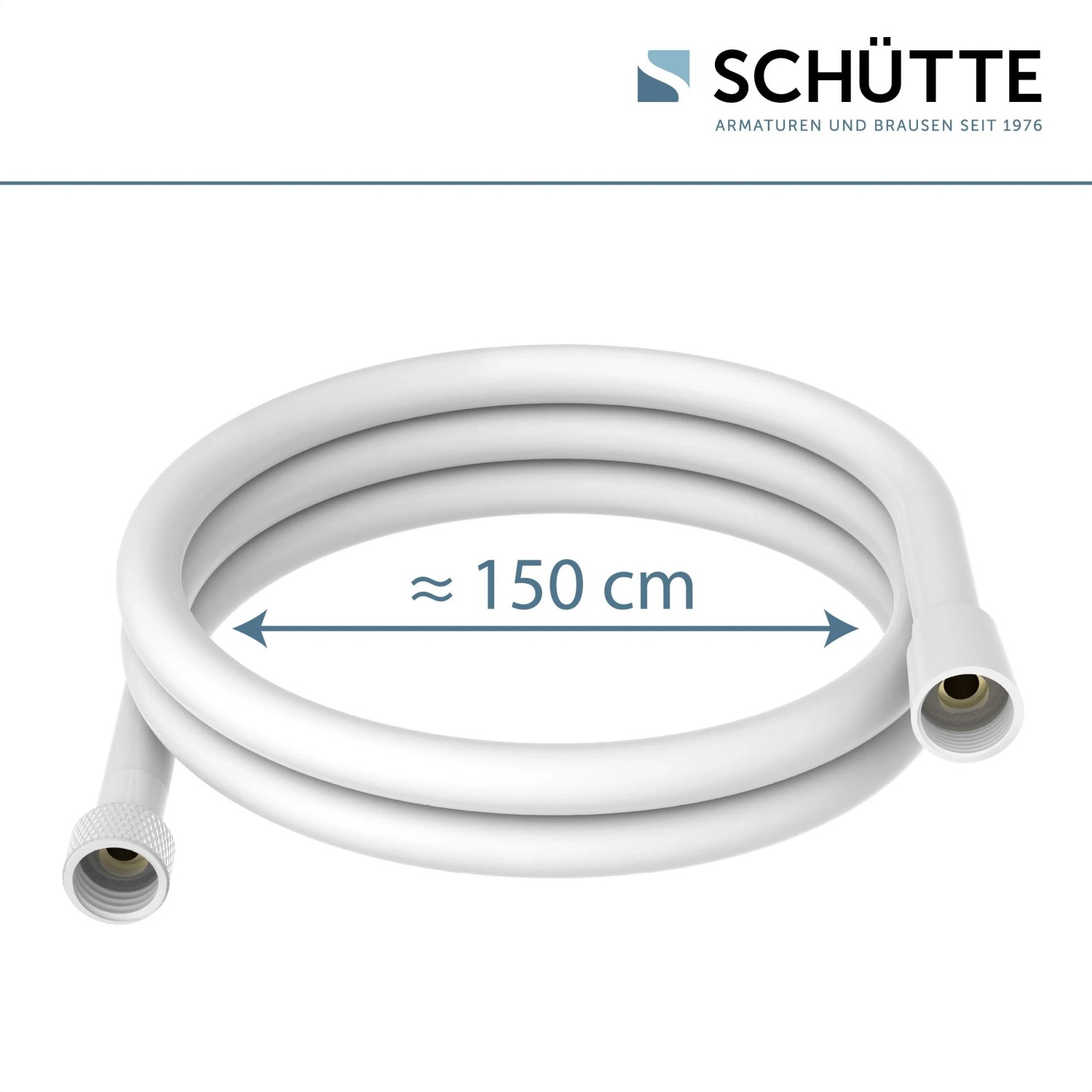 Schütte Brauseschlauch, 150 cm, weiß matt, flexibler Duschschlauch für Bad & Dusche.