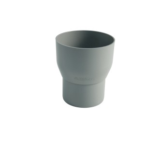 Graues Marley Reduzierstück DN 87/75 für Kunststoff-Dachrinnen.