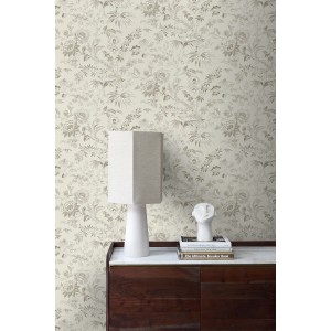 Origin Wallcoverings Vliestapete Blumen kieselgrau, florales Muster.