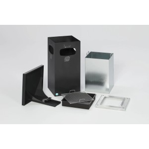 PROREGAL Kombiascher Mit Verstärktem Schutzdach 38 Liter HxBxT 91 x 39,5 x 39,5 cm Verzinkter Stahl Anthrazit