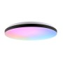 Smarte LED-Deckenleuchte Livio mit RGB und CCT Funktion, weiß-schwarz, Ø 38,5 cm.