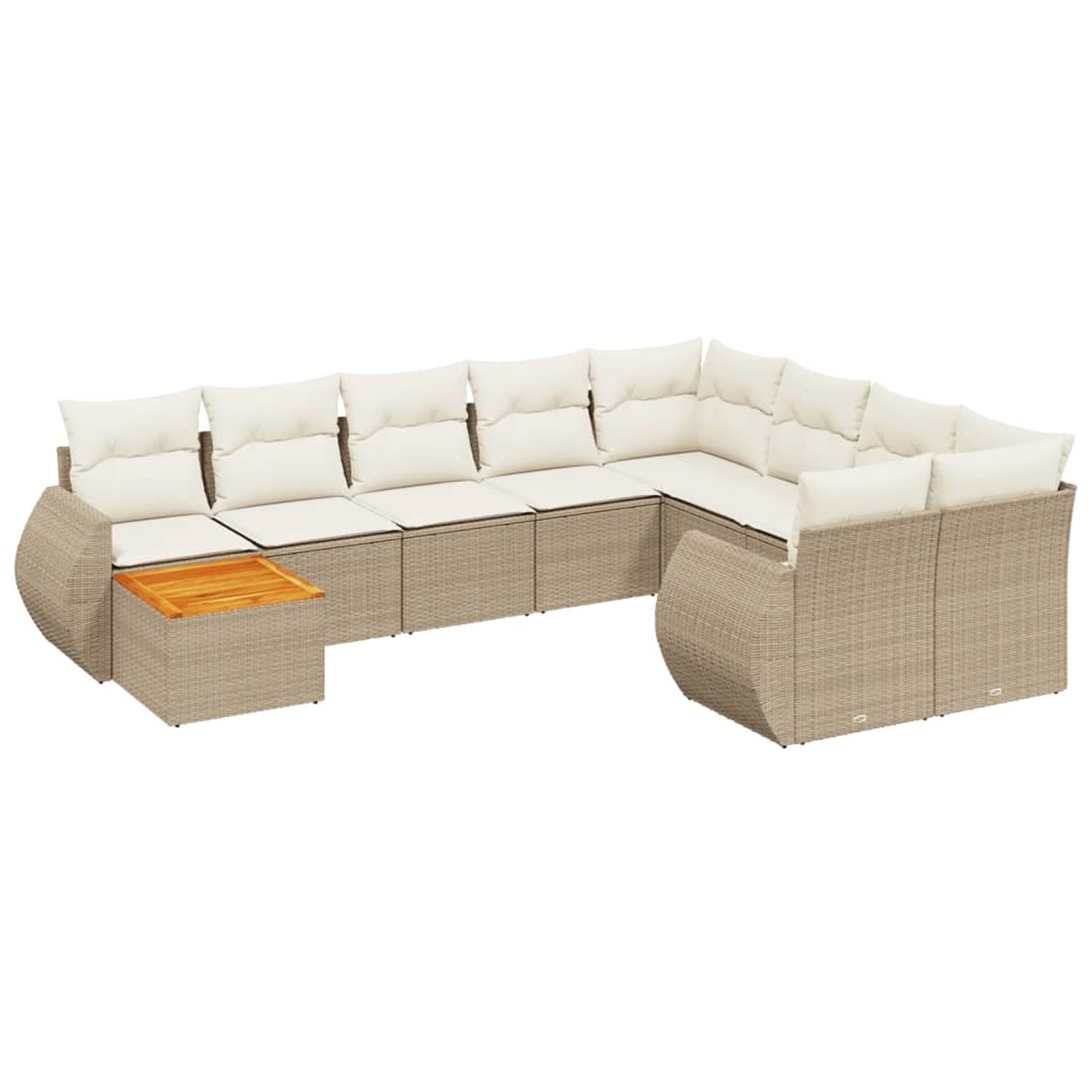 vidaXL 10-Tlg Garten-Sofagarnitur mit Kissen Beige Poly Rattan 3225169 günstig online kaufen