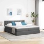 vidaXL Bett mit LED-Lichtleisten Dunkelgrau 200 x 200 cm Stoff 3371592_2