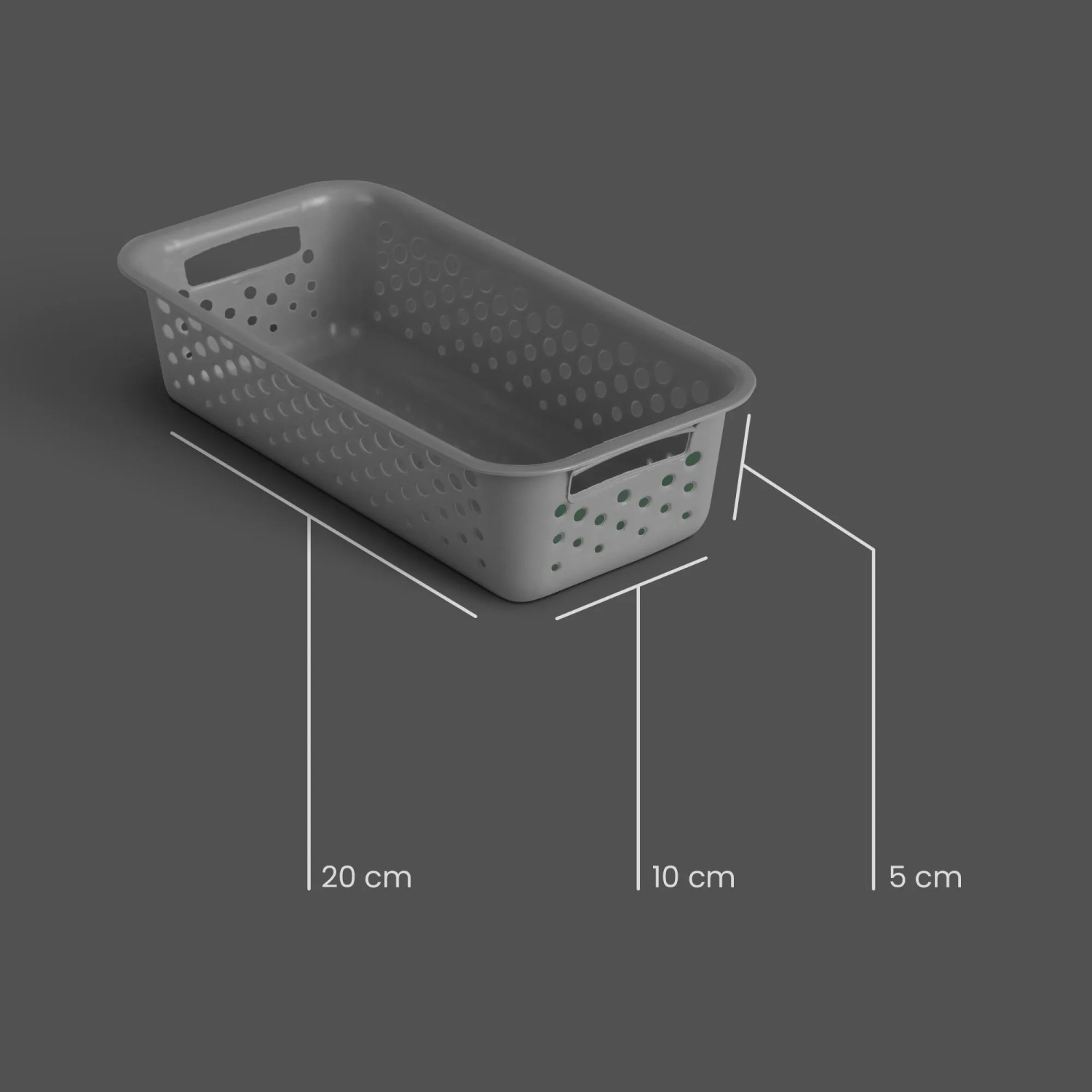 Anthrazitfarbener ProHome Aufbewahrungskorb, 20x10 cm, 0,7L, 2er-Set, für Badaccessoires.