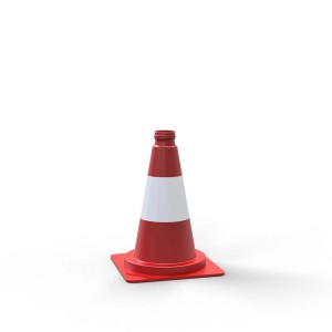 Rot-weißer Schake Leitkegel, 320 mm hoch, für Baustellen und Absperrungen.