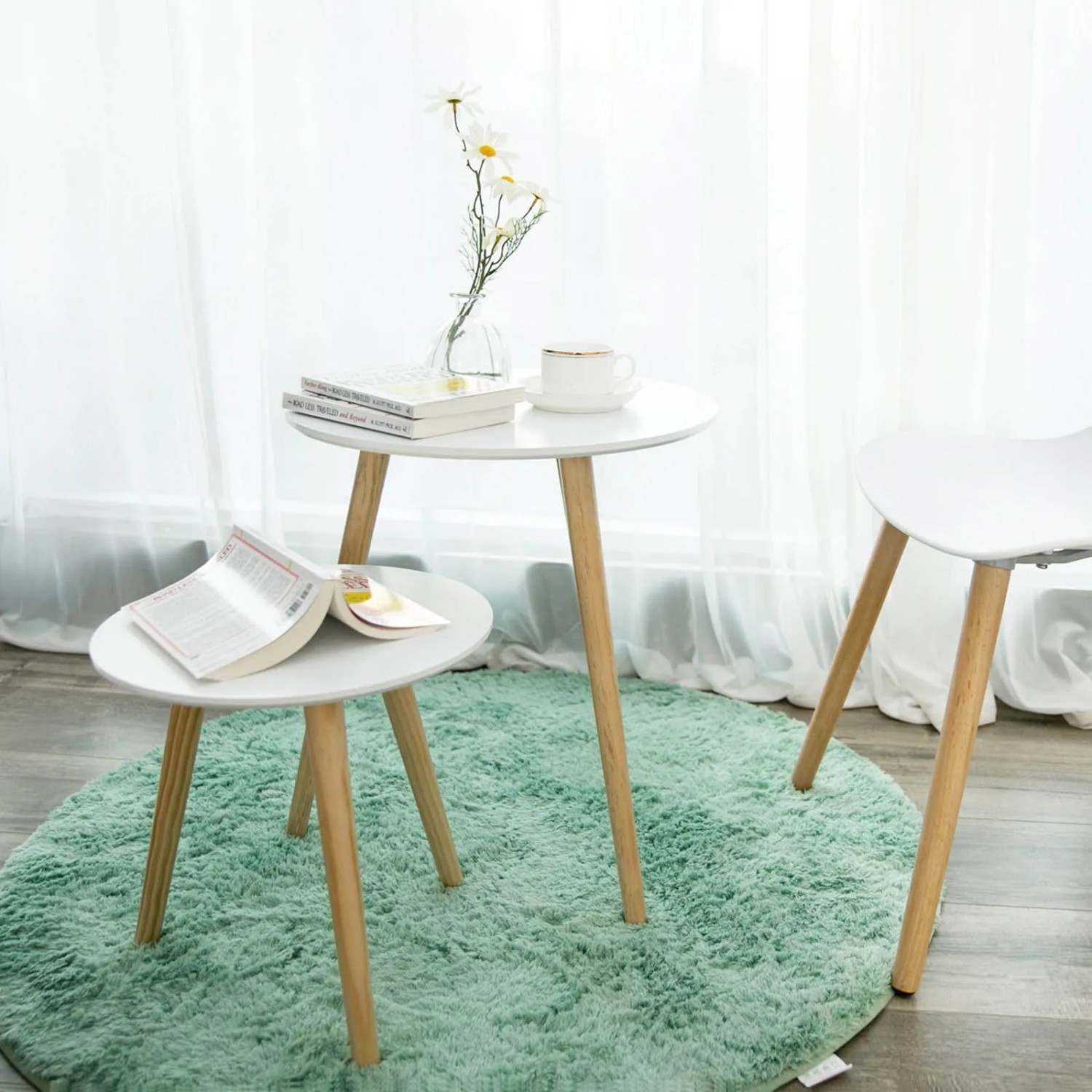 Vasagle Couchtisch Set Holz Ø 45 cm x 50 cm Eiche-Weiß kaufen bei OBI