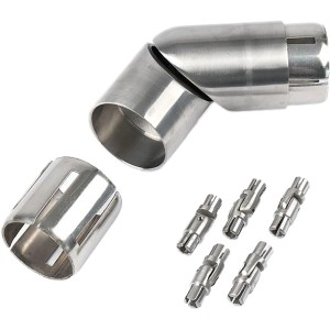 Dolle Eckverbindungsset aus Edelstahl für Treppengeländer: Handlauf- und Stabverbinder.