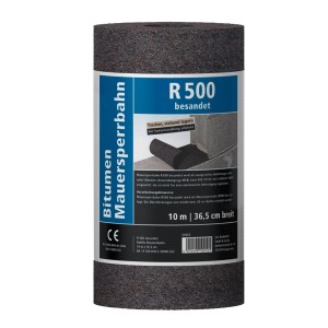 Mauersperrbahn R500, 10 m Rolle für Wandstärke 36,5 cm, Bitumenabdichtung.