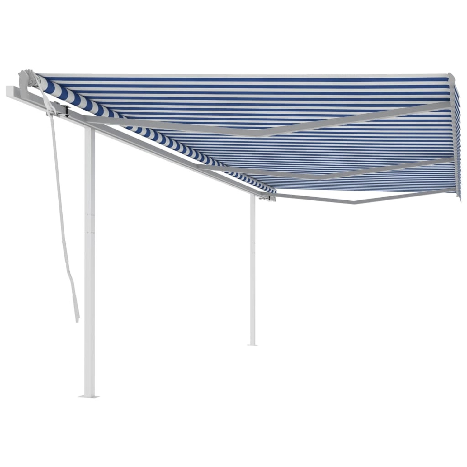 furnicato Gelenkarmmarkise Einziehbar mit Pfosten 6x3 m Blau und Weiß günstig online kaufen