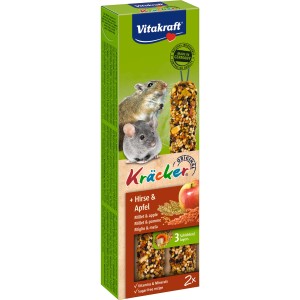 Vitakraft Kräcker Hirse und Apfel für Mäuse, 2 Stück. Nagerfutter mit Hirse und Apfel.