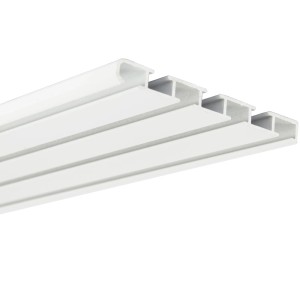 Weiße Bestlivings Gardinenschiene, 4-läufig, aus Aluminium, 480 cm (4 x 120 cm).