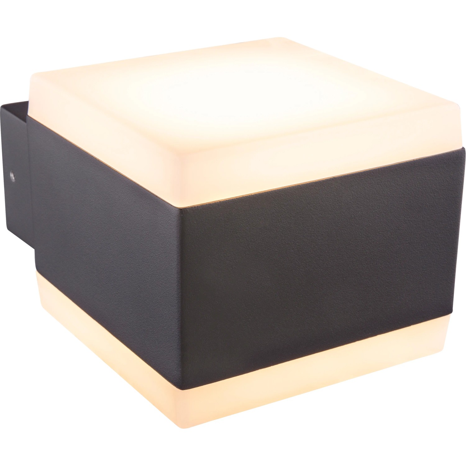 Moderne, anthrazitfarbene LED-Außenwandleuchte Slice aus Aluminium mit warmweißem Licht.