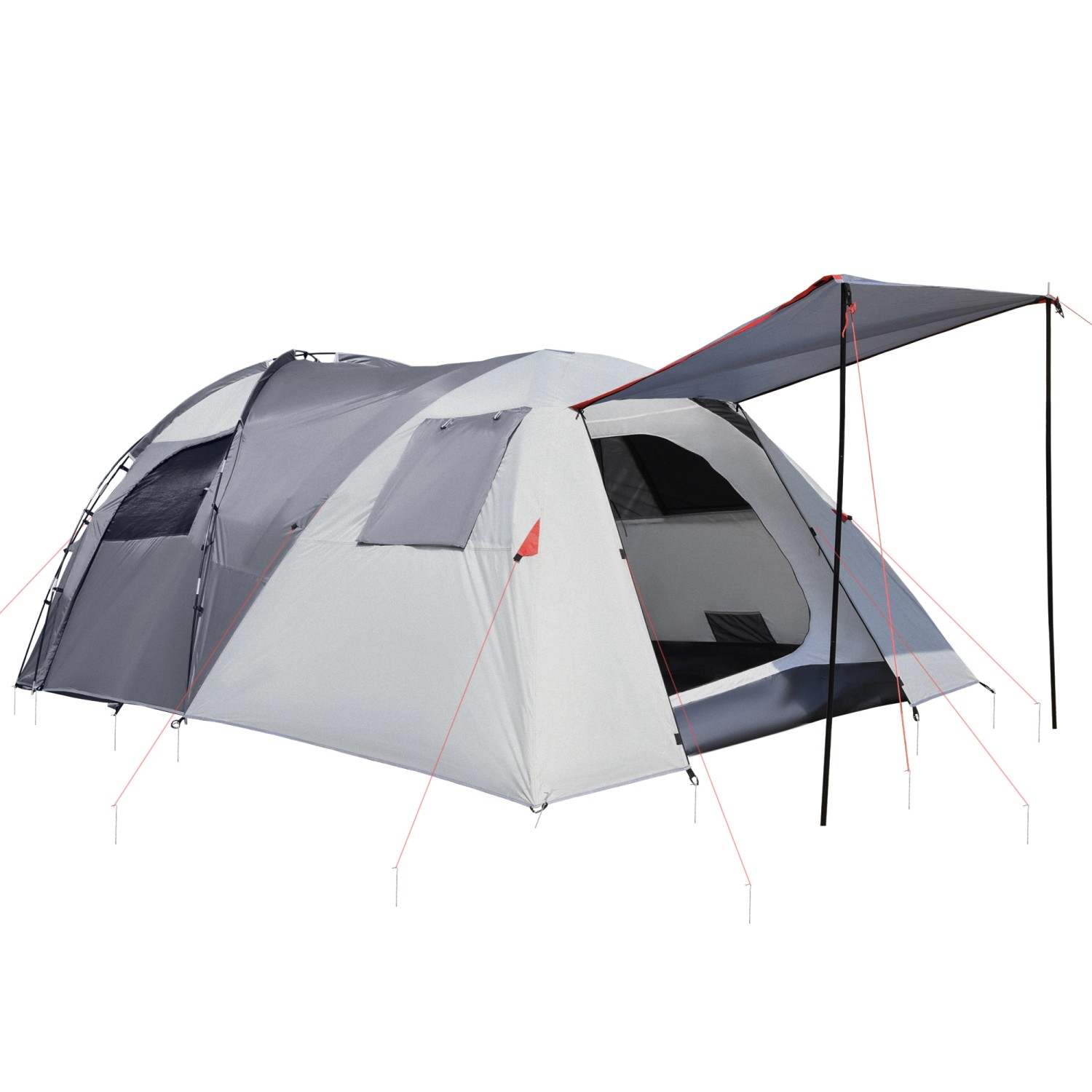 Outsunny Campingzelt Zwei Innenräume Polyester Grau 490L x 250B x 185H cm günstig online kaufen
