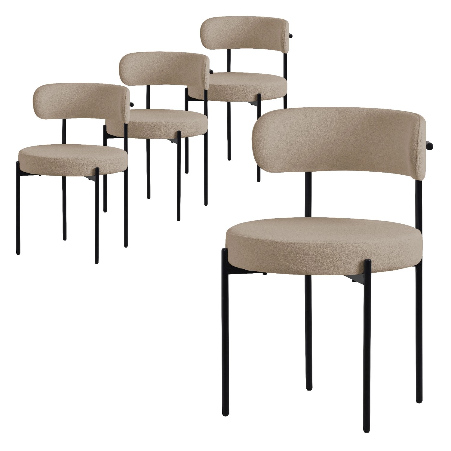 ML-Design Esszimmerstühle 4Er Set Küchenstuhl aus Teddystoff Braun günstig online kaufen