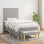 Hellgraues Boxspringbett 80x200 cm mit Matratze und Bank, Stoffbezug.