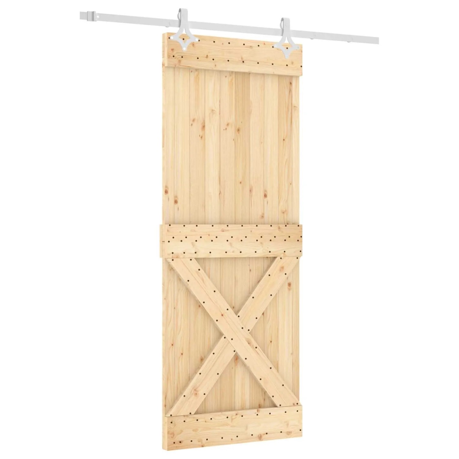 vidaXL Schiebetür Natur und Weiß 80 x 210 cm Massivkiefer 3445092