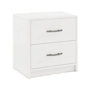 Costway Nachttisch mit 2 Schubladen Weiß
