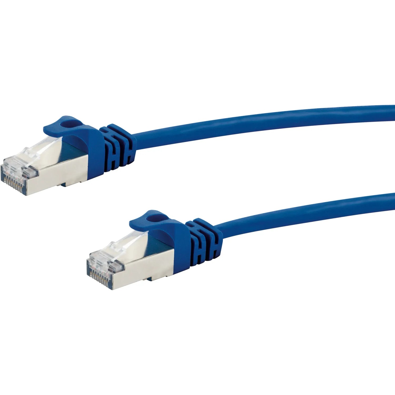 Blaues Schwaiger CAT 8 Netzwerkkabel (2 m) mit RJ45 Stecker für Netzwerktechnik.