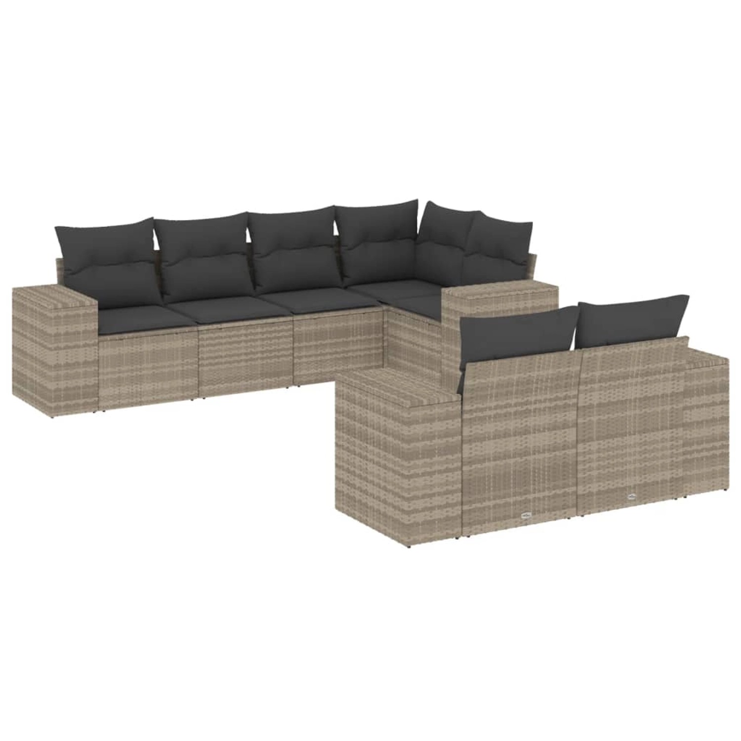 vidaXL 7-Tlg Garten-Sofagarnitur mit Kissen Hellgrau Poly Rattan 3255149 günstig online kaufen