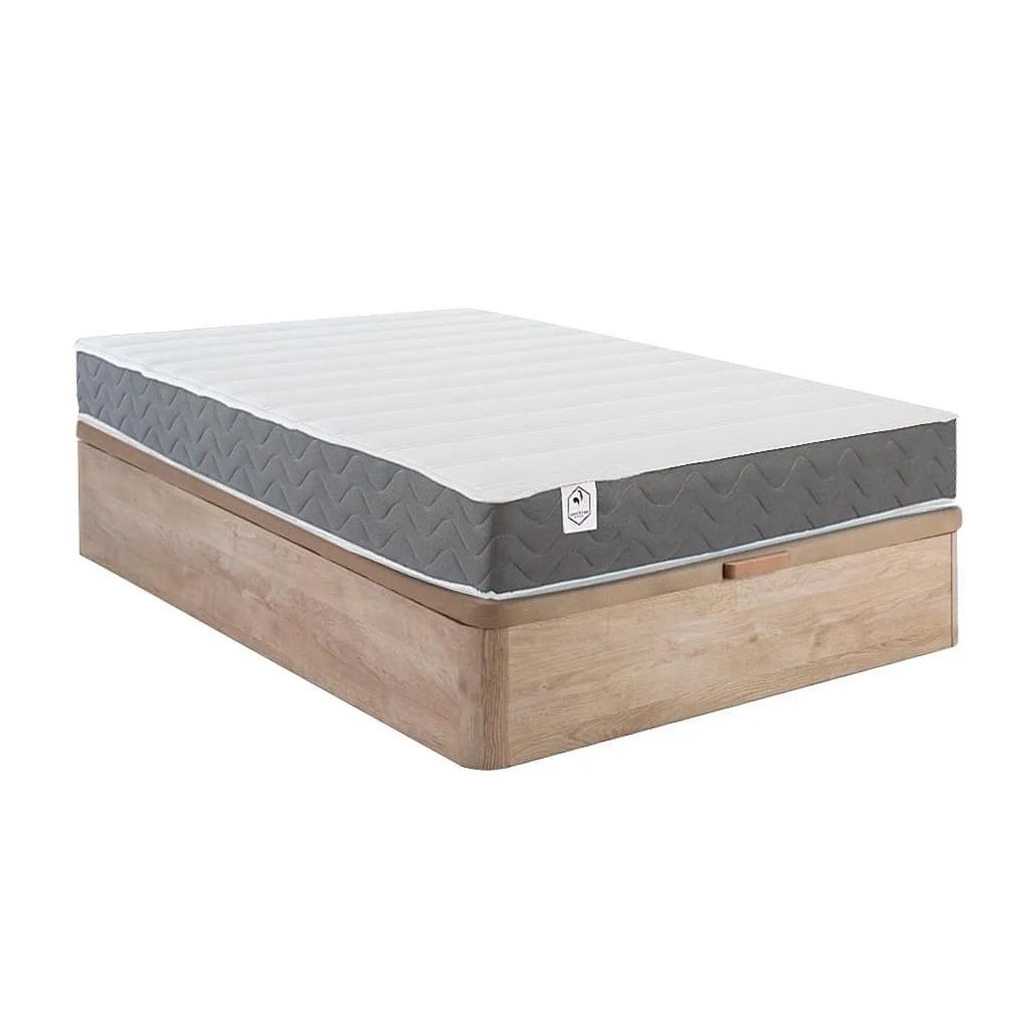 Vente-unique Matratze Und Bettgestell Mit Lattenrost Und Bettkasten Heaven Naturfarben Hell 200 cm