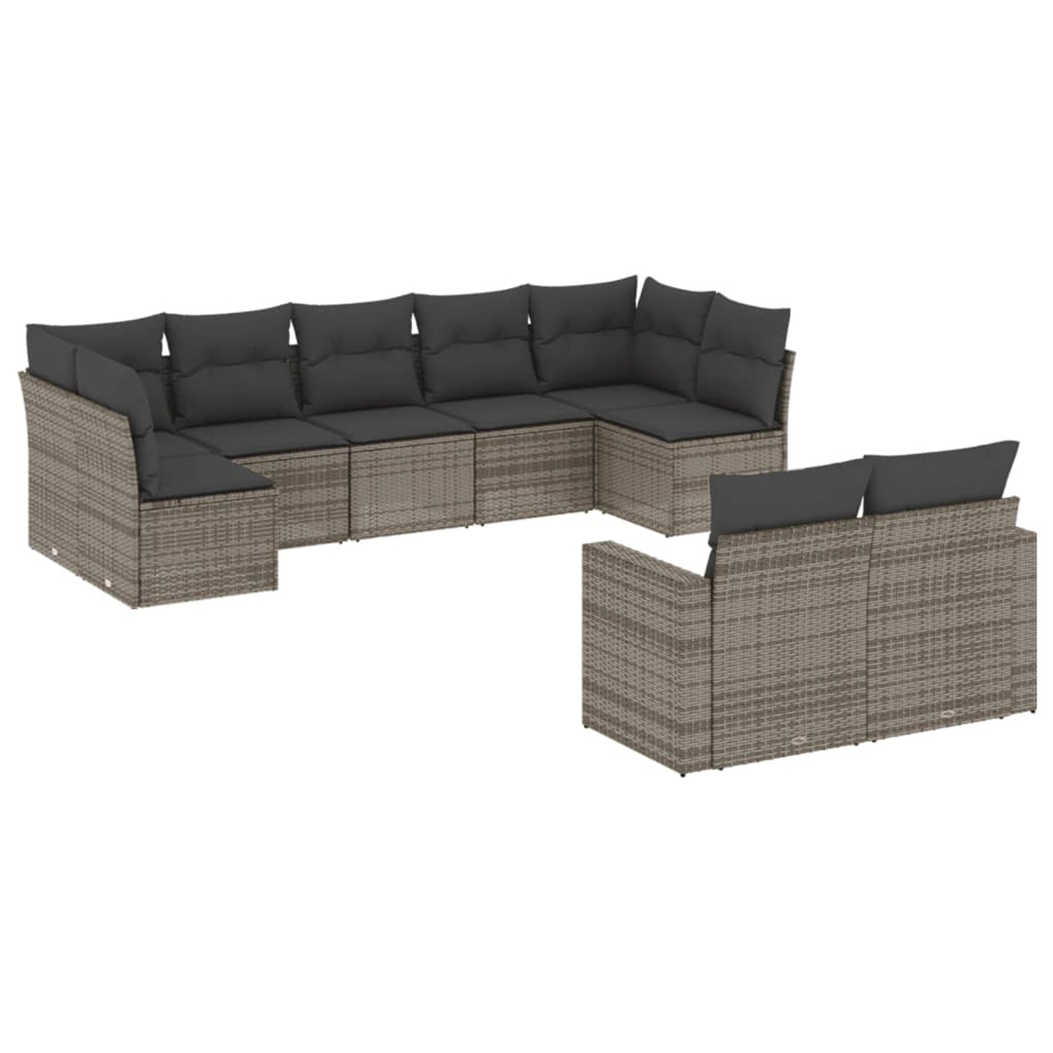 vidaXL 9-Tlg Garten-Sofagarnitur mit Kissen Grau Poly Rattan 3219410 günstig online kaufen