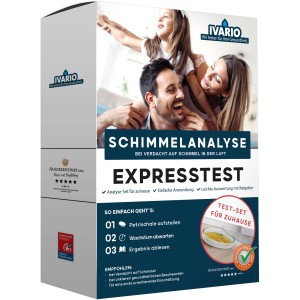 Ivario Schimmeltest Express zur Selbstauswertung: Testkit zur Erkennung von Schimmelpilzen in der Raumluft.