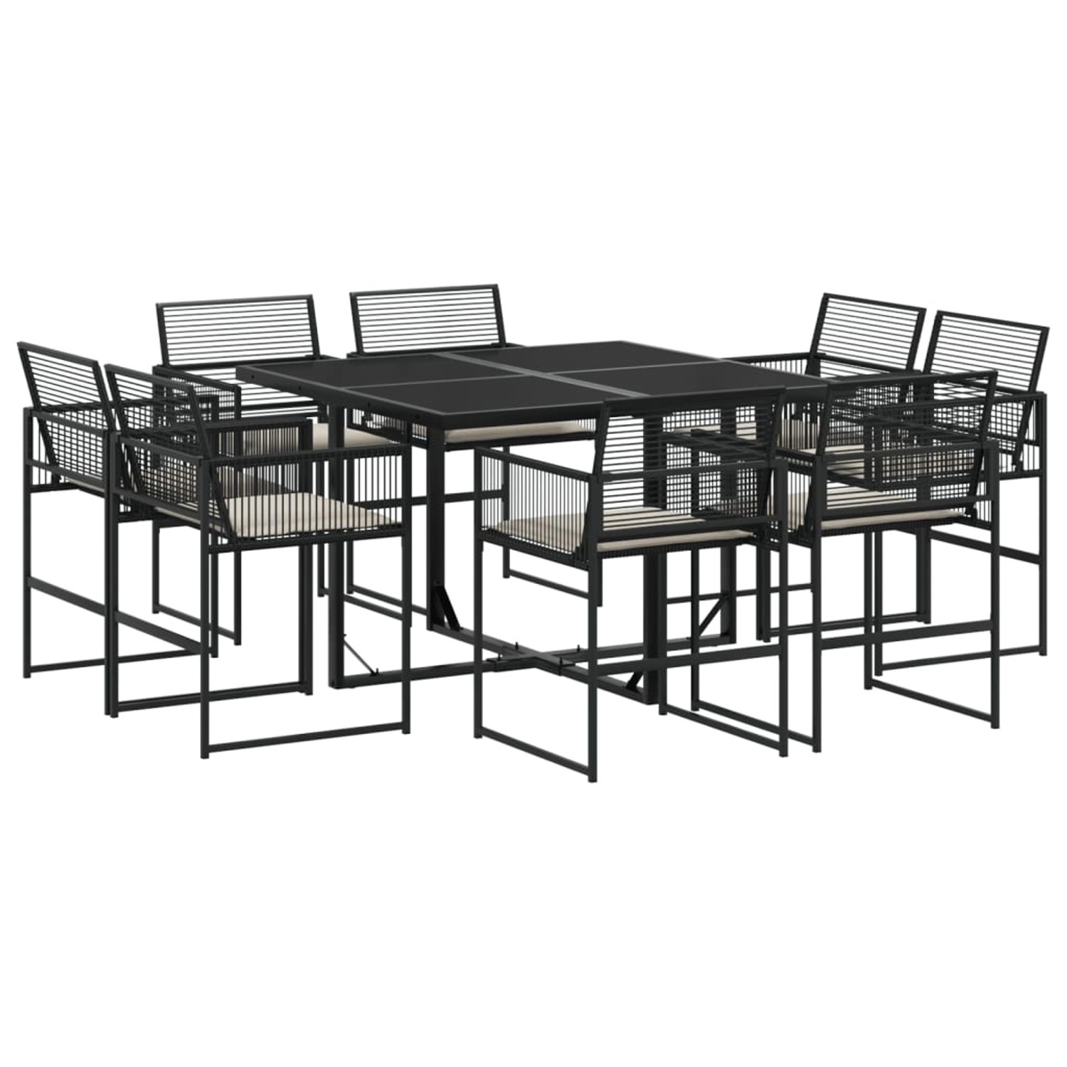 vidaXL 9-tlg Garten-Essgruppe mit Kissen Schwarz Poly Rattan Modell 154 günstig online kaufen