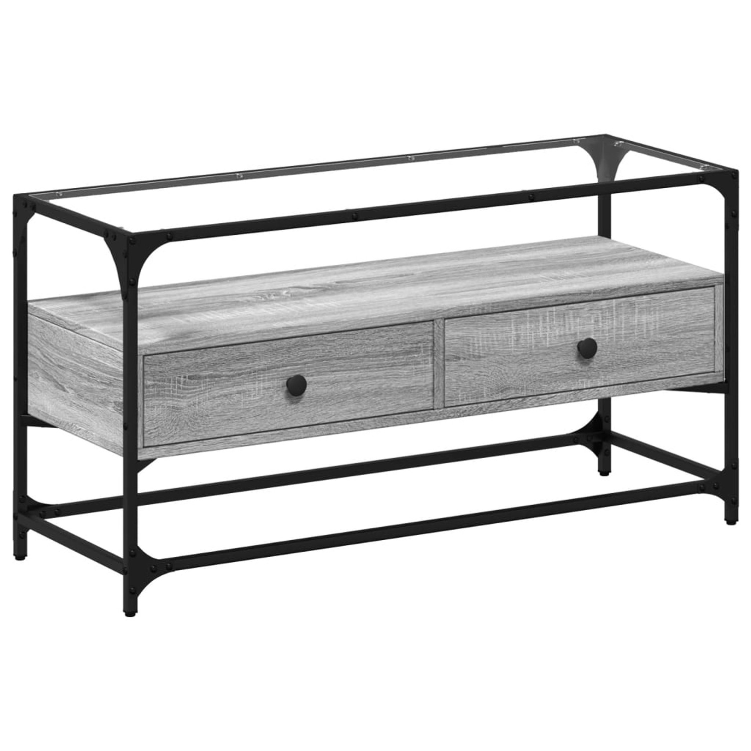 vidaXL TV-Schrank mit Glasplatte Grau Sonoma 98x35x51 cm Holzwerkstoff 8460 günstig online kaufen