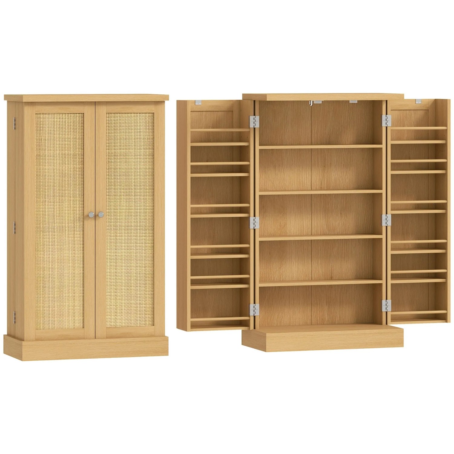 HOMCOM Food Pantries Cabinets MDF Rattan 60L x 30B x 104H cm Naturholz