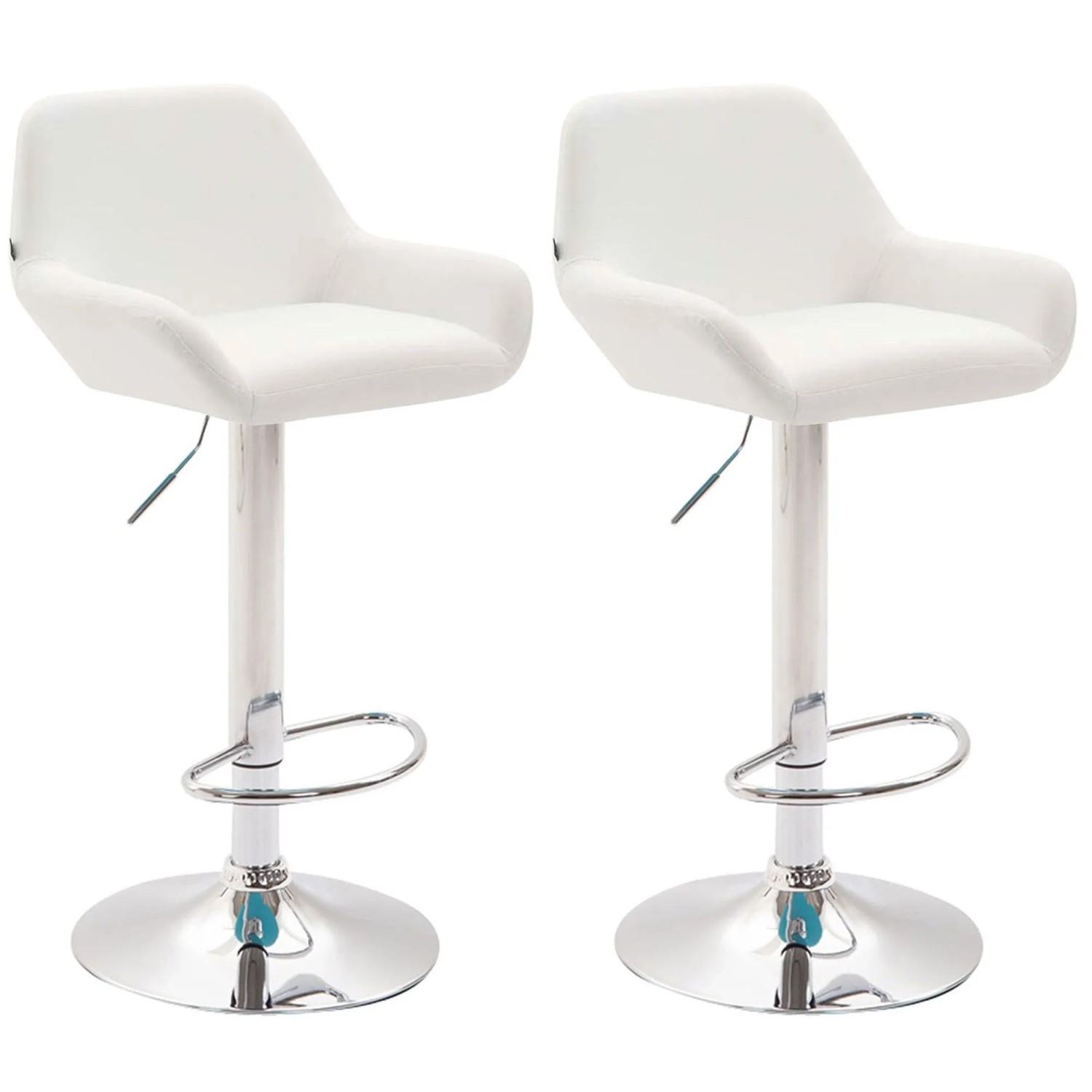 CLP 2er Set Barhocker Braga Kunstleder Weiß/Chrom